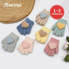 Kids Winter Love Gloves Full Finger Baby Warm Coldproof Gloves