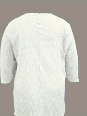 Eyelet Embroidered Cardigan Three Quarter Sleeve Cover Up