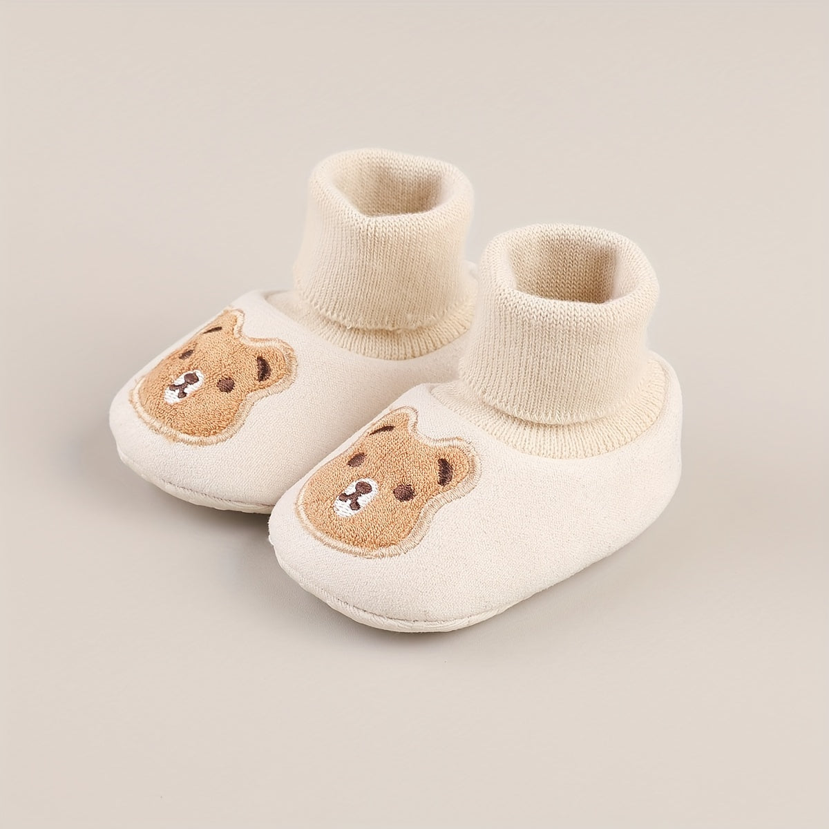 Baby Boys Cartoon Bear Cozy Boots Soft Plus Fleece Indoor Winter Shoes