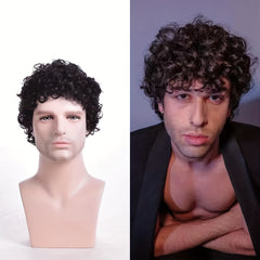 Men's Synthetic Curly Short Hair Natural Wig