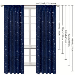 Star Printed Polyester Curtains Rod Pocket Curtain for Home Decor