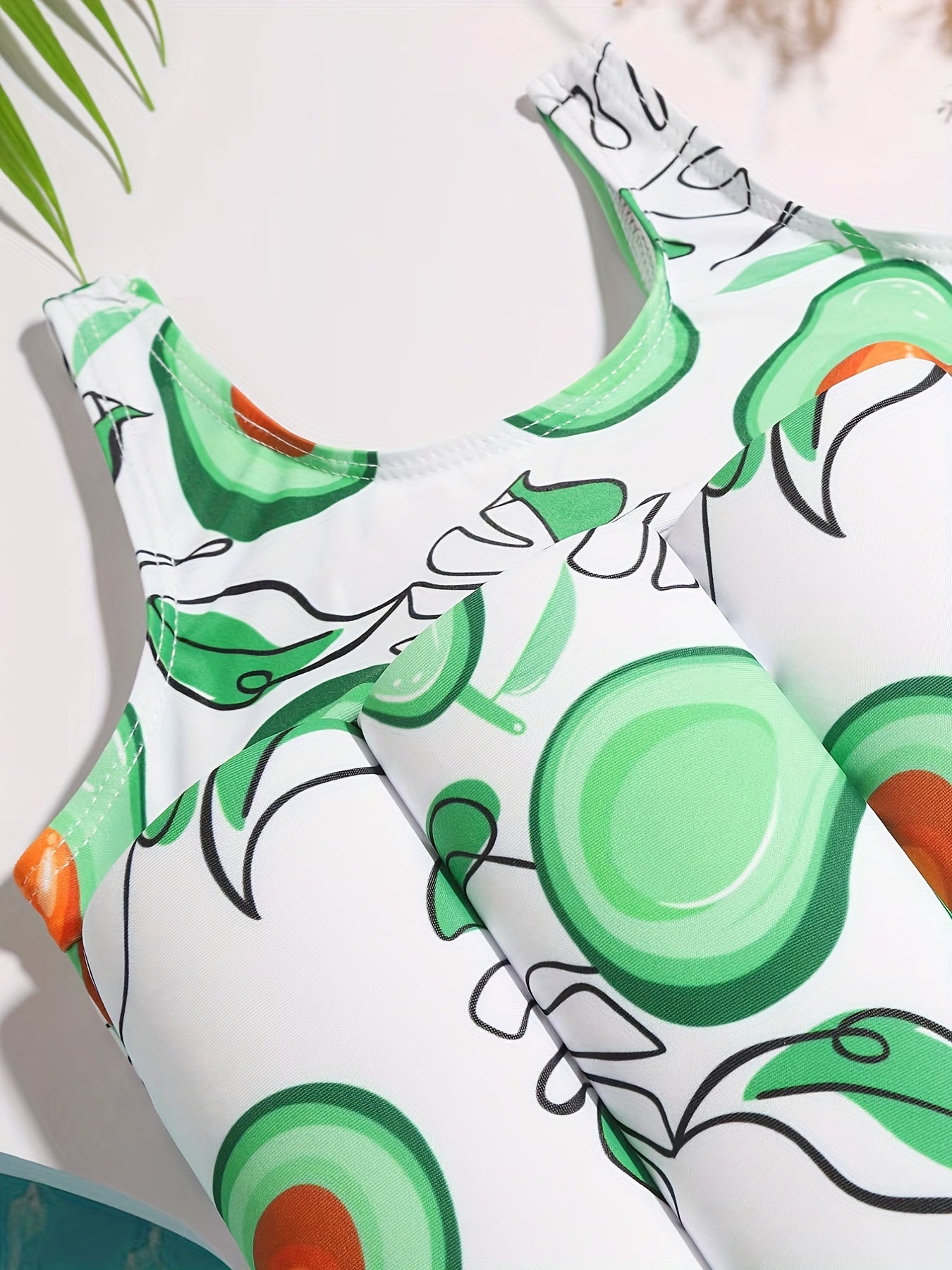 Baby Girls Avocado Print Swimsuit Sleeveless & Adjustable