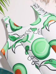 Baby Girls Avocado Print Swimsuit Sleeveless & Adjustable