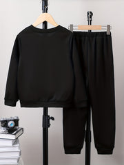 Boys 2pcs Sweatshirt & Sweatpants Set YORK Print Long Sleeve Top Casual Outfits