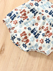 Independence Theme Printed Romper And Headdress Set