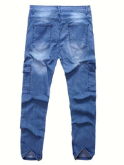 Men's Slim Fit Pocket Jeans Casual Stretch Street Style Denim Pants