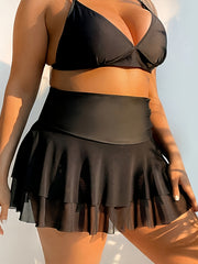 Sexy Bikini Bottoms Ruffle Trim Beach Skirt