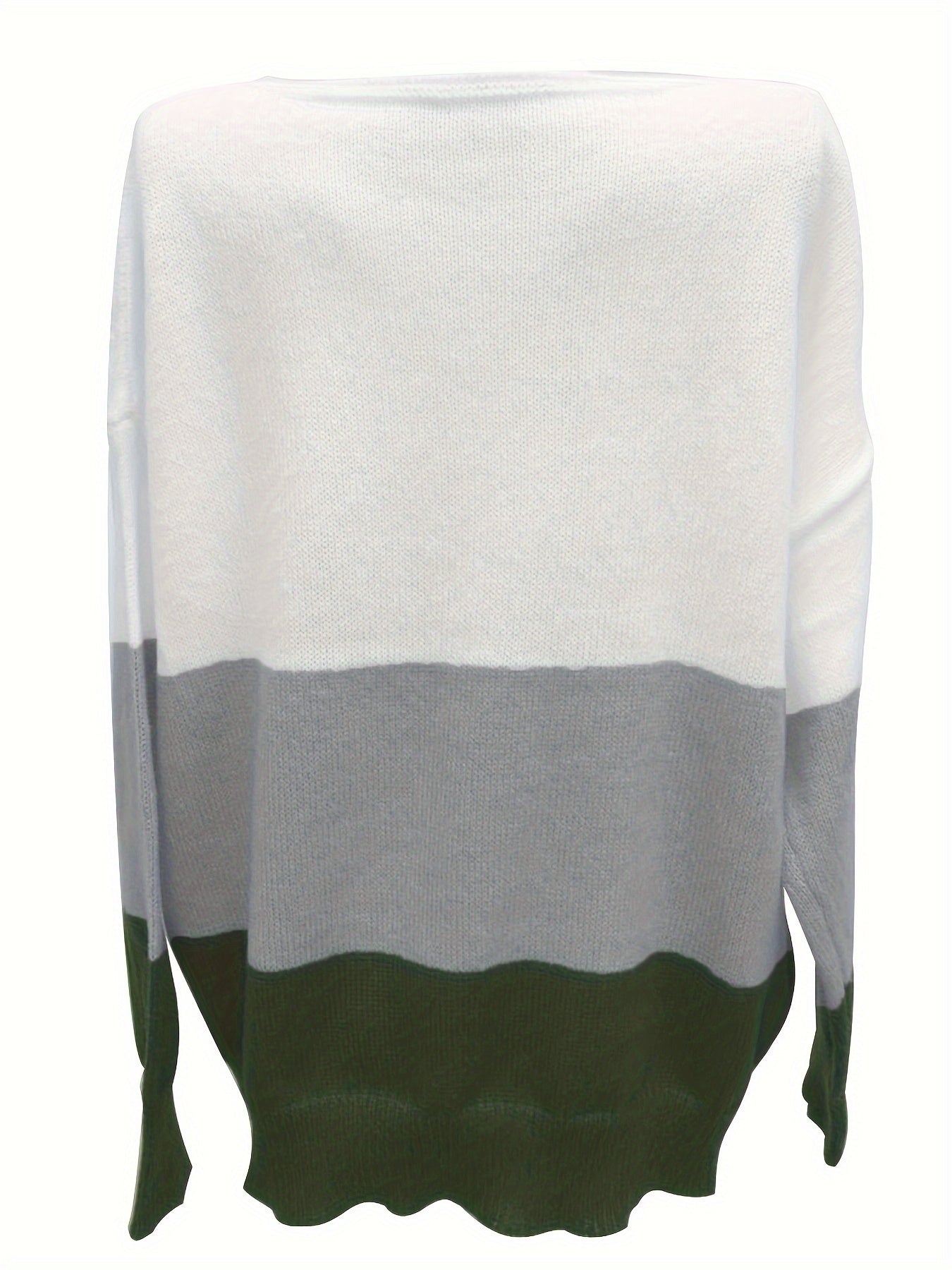 Colorblock Sweater Long Sleeve Round Neck Jumper