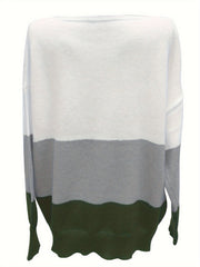 Colorblock Sweater Long Sleeve Round Neck Jumper