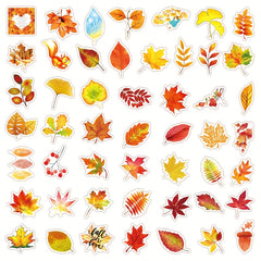 50Pcs Autumn Wind Falling Leaves Cartoon Graffiti Sticker DIY Creative Toys