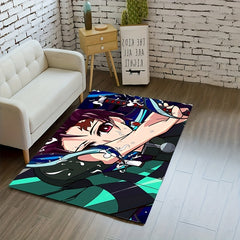 Anime Game Character Velvet Area Rug Non-slip Stain Resistant Machine Washable