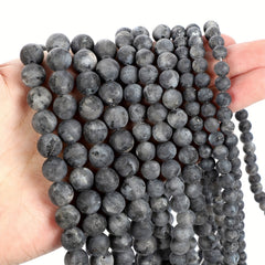 Natural Stone Labradorite Larvikite Moon Round Beads 4-12MM Strand