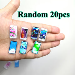 5pcs Dollhouse Mini Smart Phones 1:12 Scale Realistic Mobile Phone Model