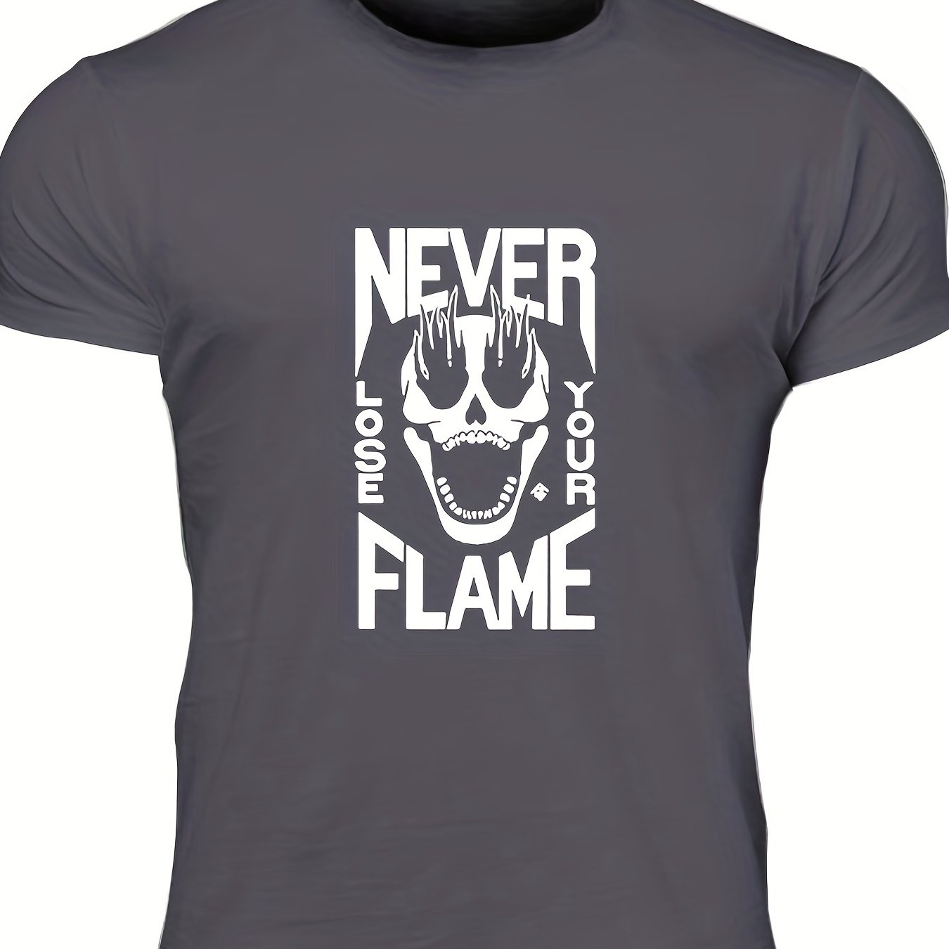 Men's Flame Skull Graphic Tee for Summer