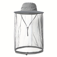 Outdoor Large Brim Sunshade Hat with Mesh Mask Protective Fishing Hat