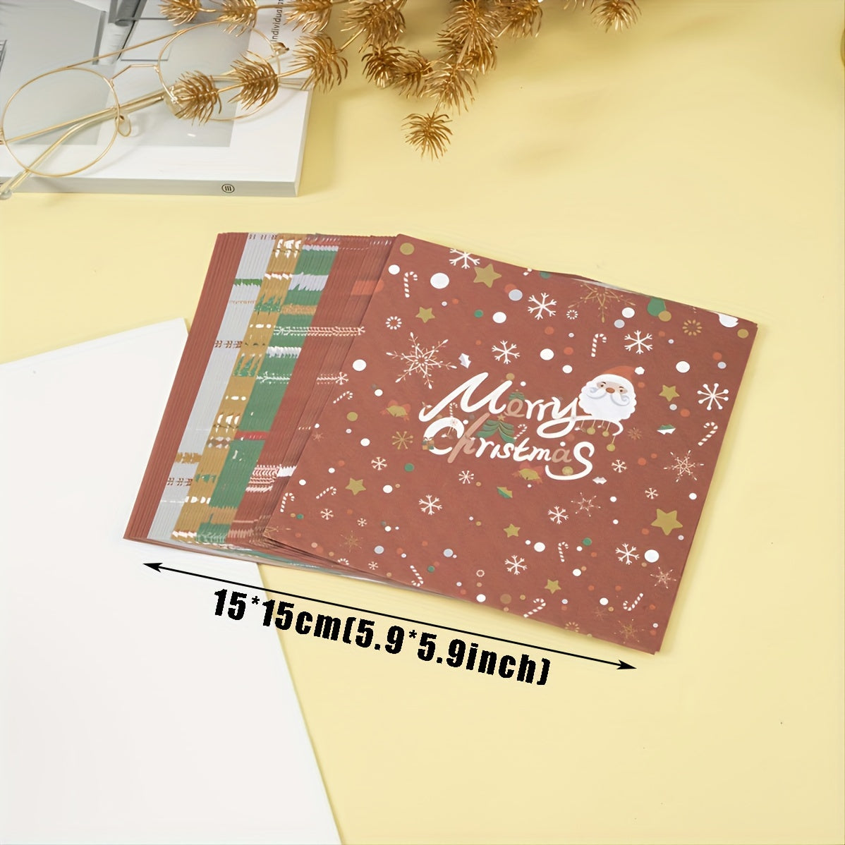 Adult Christmas Elements Double Sided Origami Paper Kit 50 Sheets