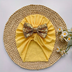 Soft Elastic Baby Sequin Bow Turban Hat