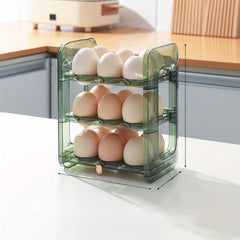 3 Tier Egg Container For Refrigerator Auto Flip Egg Organizer Egg Tray