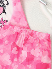 Girls Portrait KIDLIFE Love Short Sleeve T-shirt & Gradient Love Shorts Set
