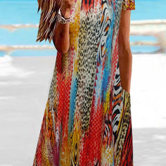 Leopard Print Boho Dress with Pockets