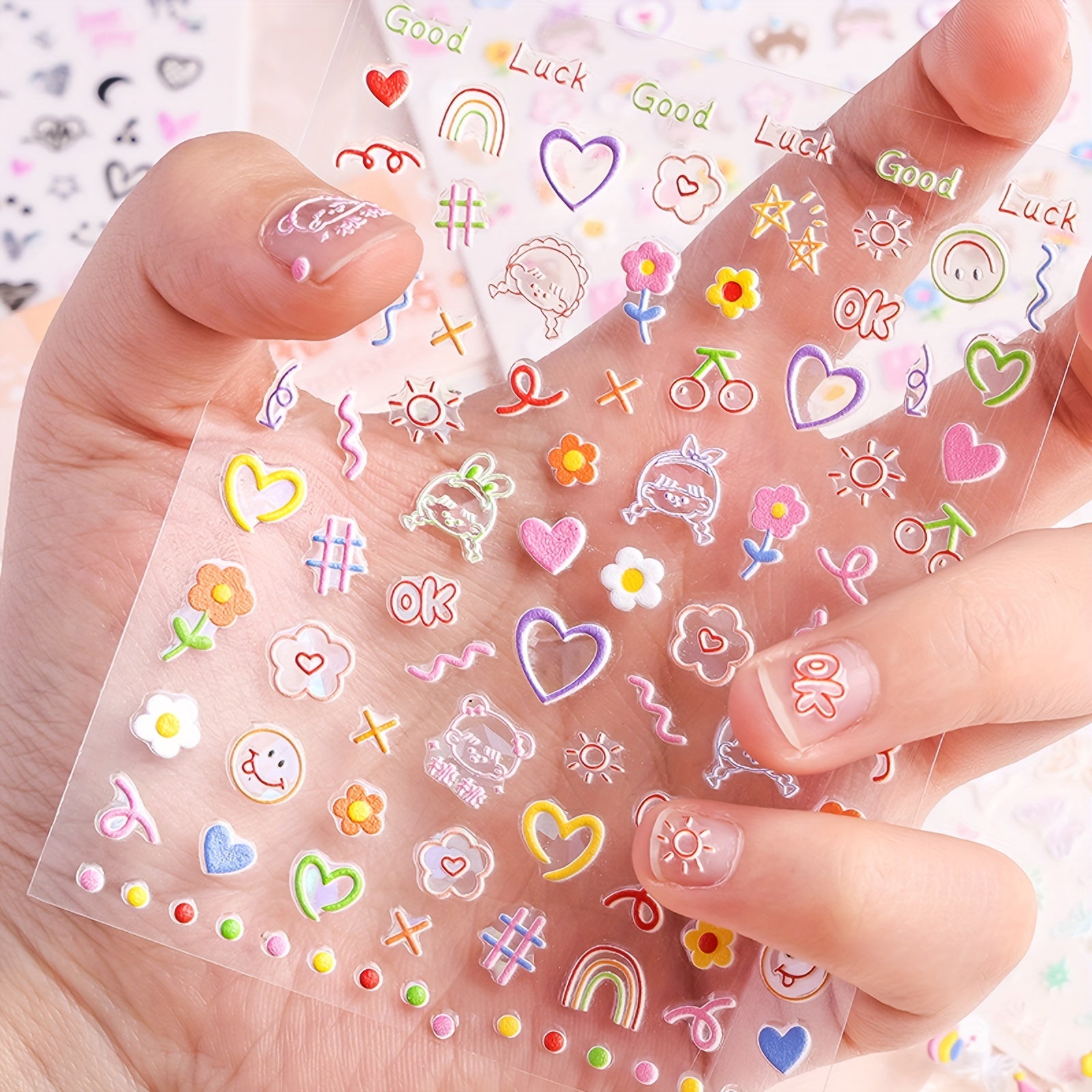 Girl Embossed Nail Art Stickers Finger Decoration Small Patterns