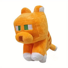Standing Orange Cat Plush Toy Soft Stuffed Animal with Green Eyes