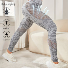 Camo Mesh High Waist Yoga Pants Seamless Leggings for Women