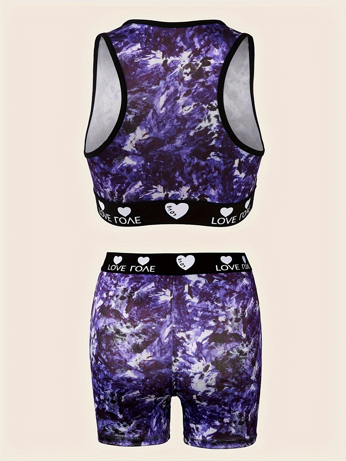 Tie Dye Print Bra & Panties Set Women's Lingerie