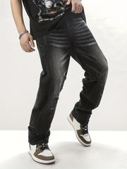 Vintage Ripped Jeans Men's Casual Street Style Distressed Denim Pants
