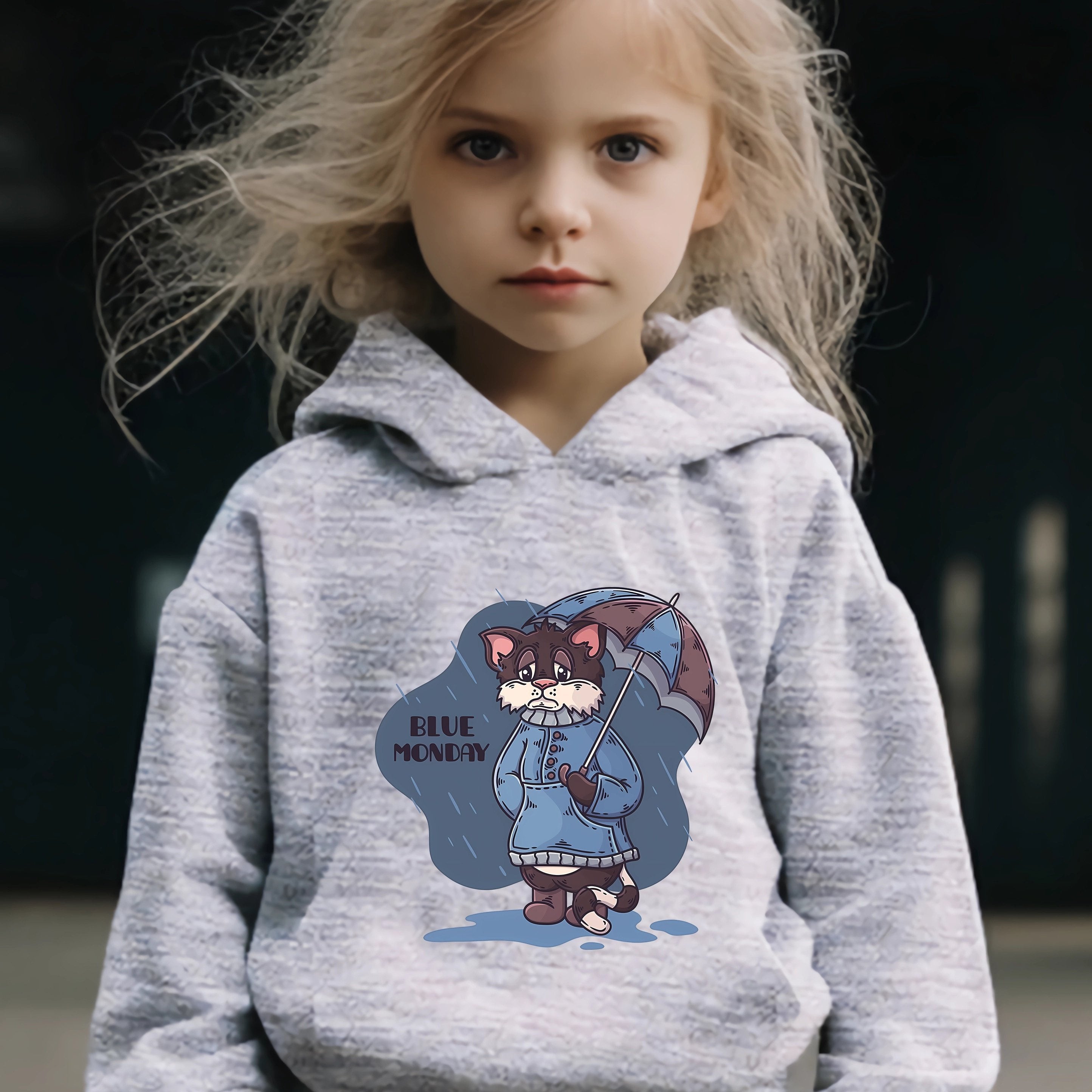 Sorrowful Cat Print 2pcs Girls Outfits For Sports Spring Fall Outdoor Gift