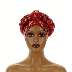 Red Hot Stamping Turban Cap Elastic Head Wrap Ramadan Scarf Chemo Hats