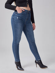 High Rise Skinny Jeans Women's Plus Medium Stretch Pants