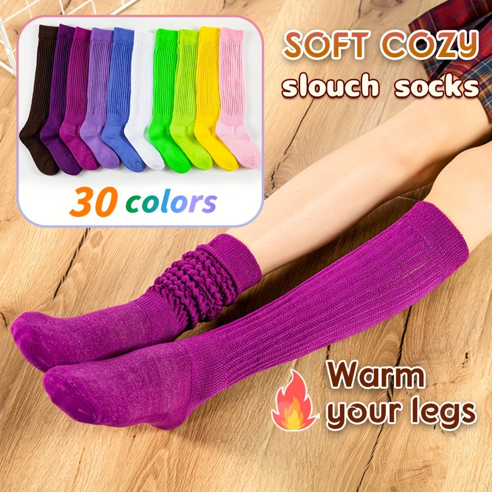 Slouchy Socks Solid Warm Scrunchie Socks Women's Stockings & Hosiery