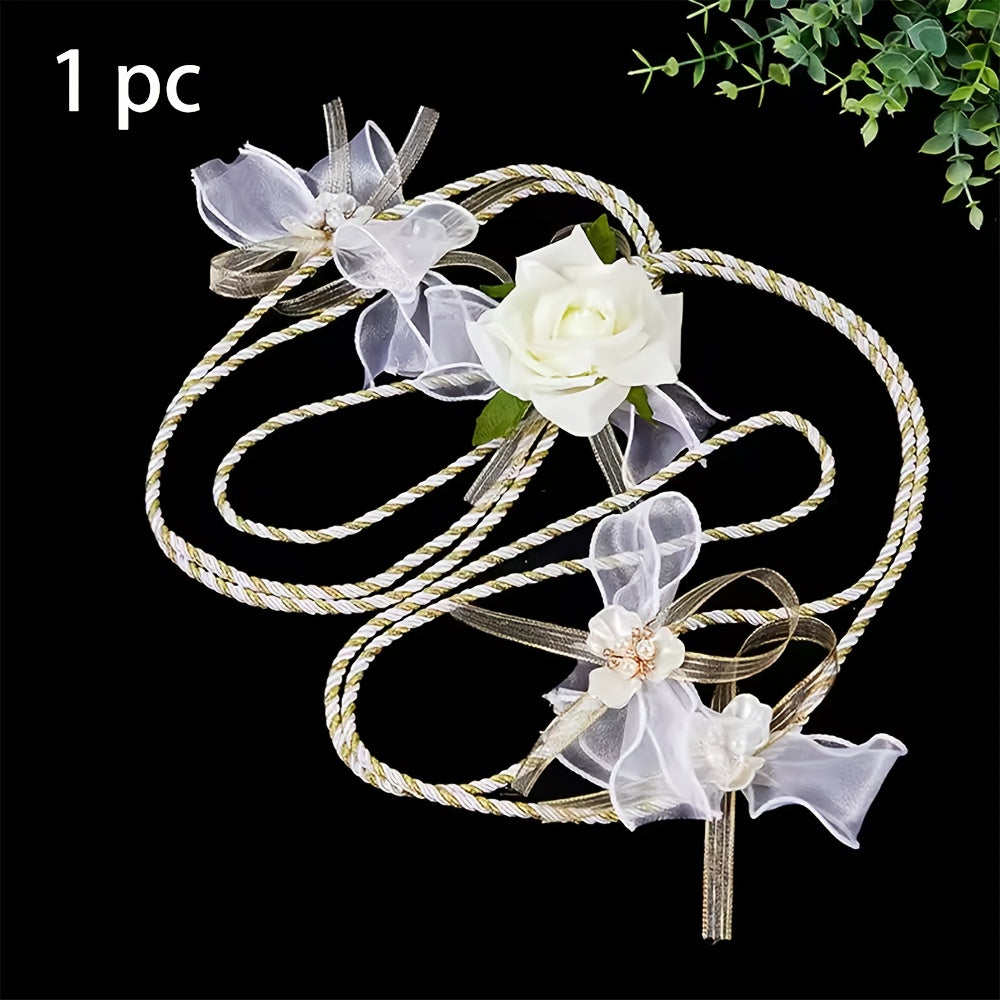 Custom Embroidered Wedding Lasso - Eternal Love Floral Design