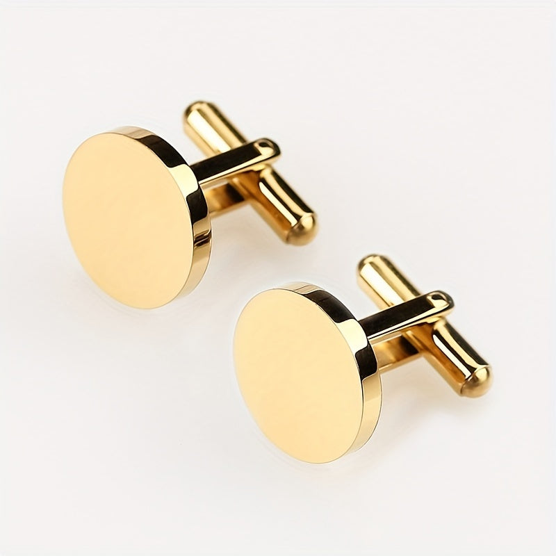 Personalized Stainless Steel Round Cufflinks for Men