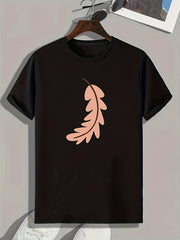 Feather Print Men's Stretch Tee for Outdoor Summer