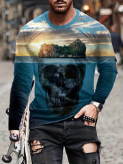 Skull Stone 3D Print Men's Long Sleeve Tee - Autumn Fashion