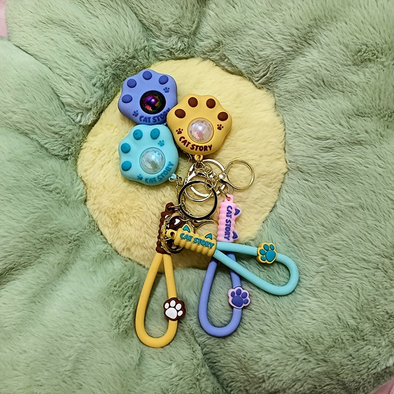 Cat Paw Keychain Pendant with Light for Keys, Backpacks, Wallets