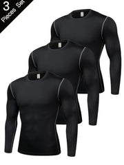 Men's Quick Drying Long Sleeve Shirt - High Stretch Crew Neck Undershirts