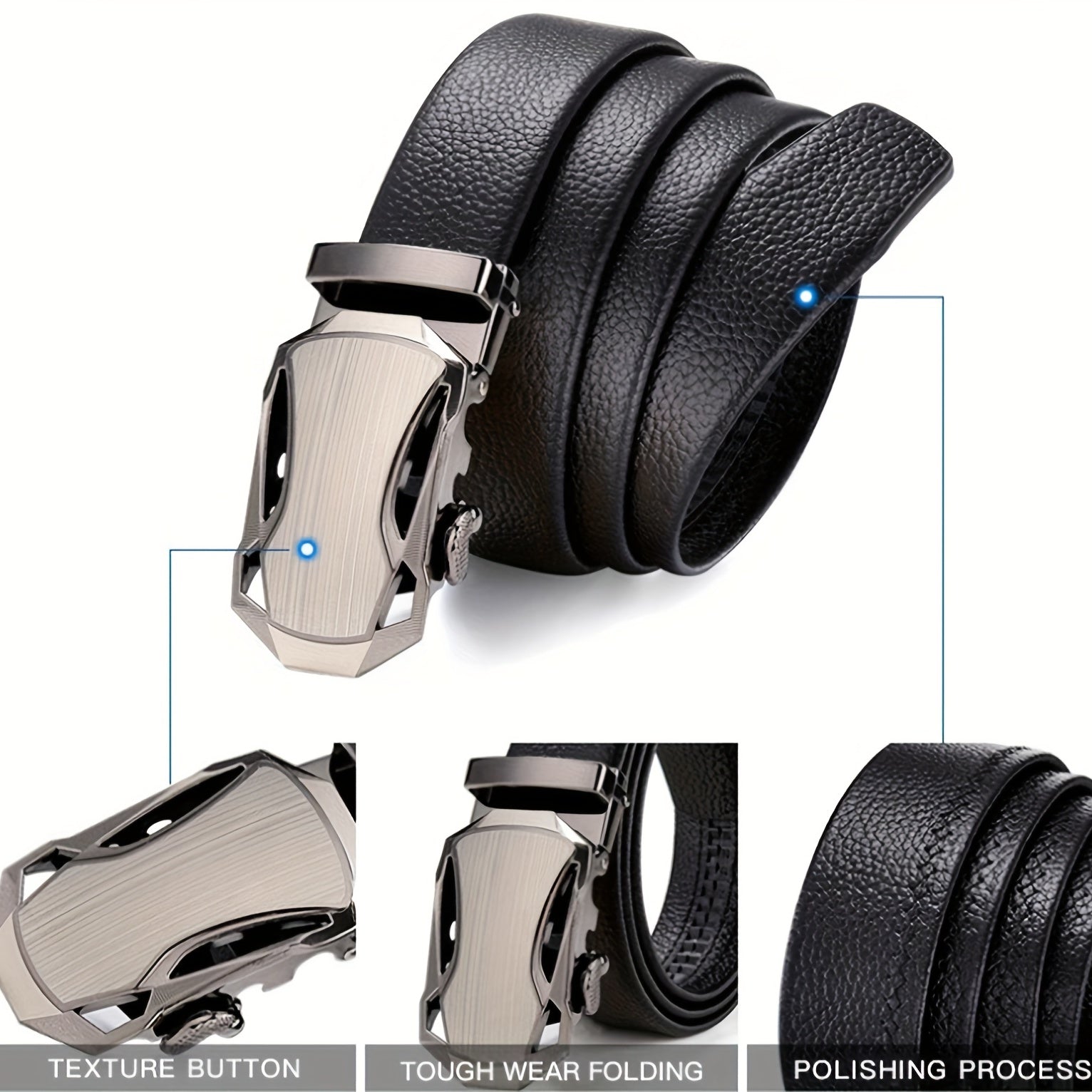Men's Leather Edging Sports Car Style High Waist Pants Belt