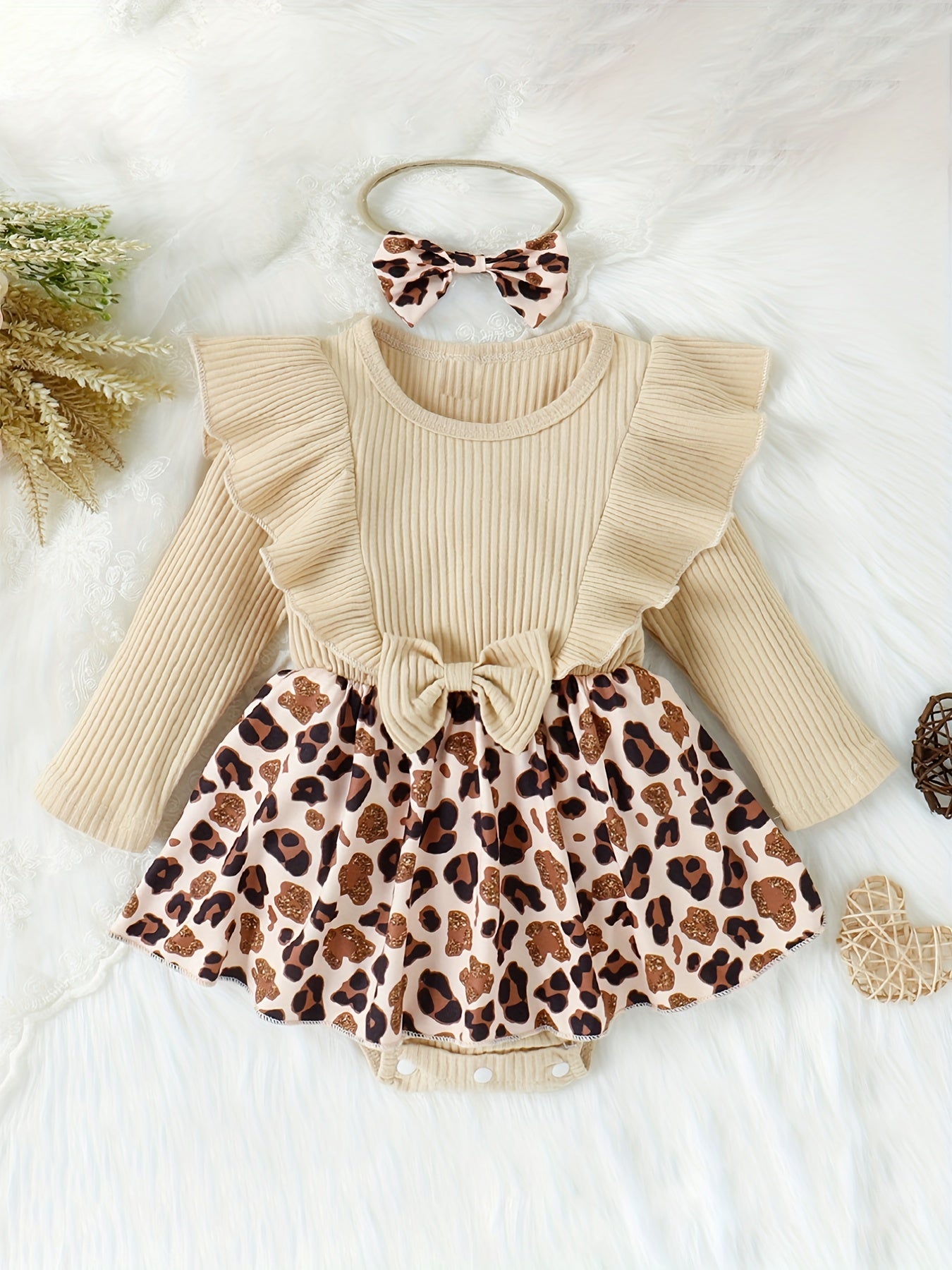 2pcs Baby Girls Christmas Plaid Stitching Skirt Romper Set