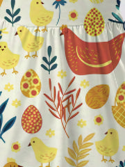 Girls Cartoon Animal Garden Long Sleeve Dress