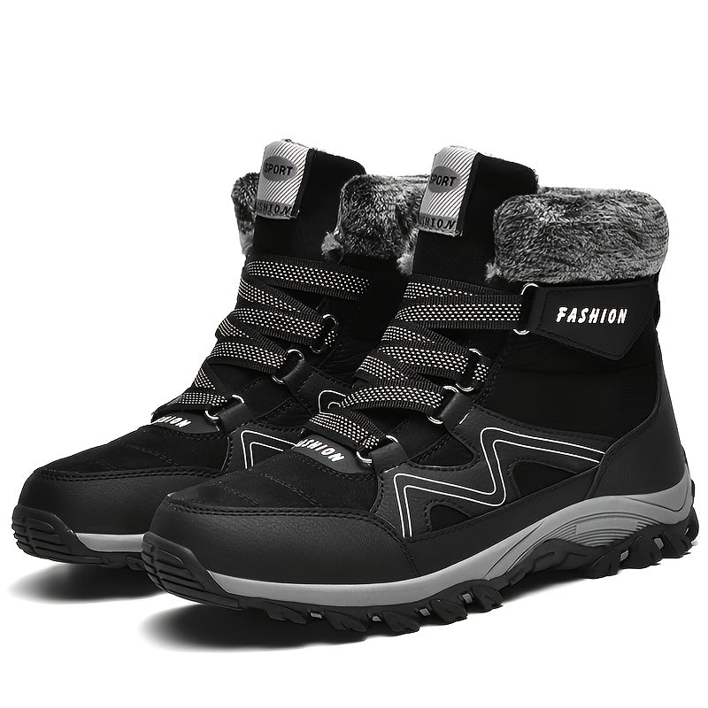 Men's Warm Plush Snow Boots Outdoor Cold Weather Hiking Boots