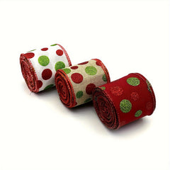 4.57m Christmas Wired Ribbon Red Green Xmas Wrapping Polka Dot Swirl