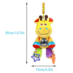 Baby Stroller Hanging Animal Plush Toy with Rattle and Teether