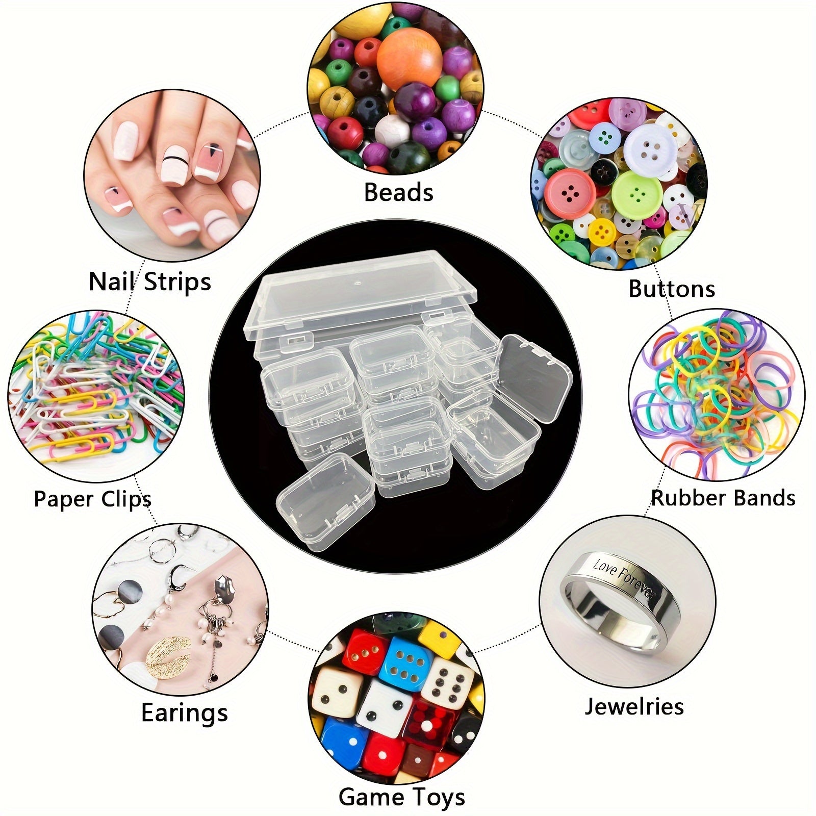 Small Plastic Bead Organizer Storage Boxes with Hinged Lid