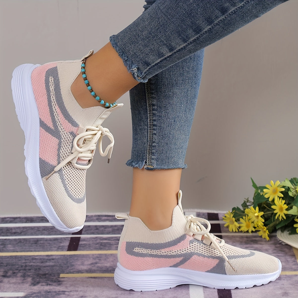 Mesh Breathable Low Top Sneakers Comfortable Running Shoes