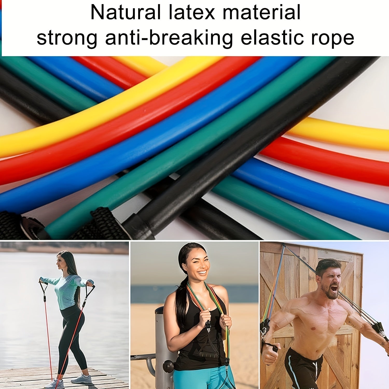 Resistance Bands Set with Door Anchor Handles Ankle Straps for Strength Training