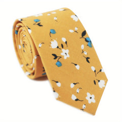 Men's Floral Print Cotton Skinny Tie