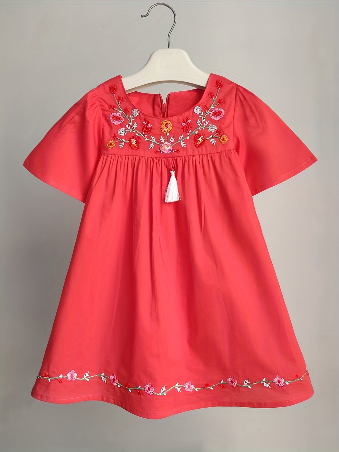 Toddler Girls Flowers Embroidered Princess Dress Kids Summer Clothes